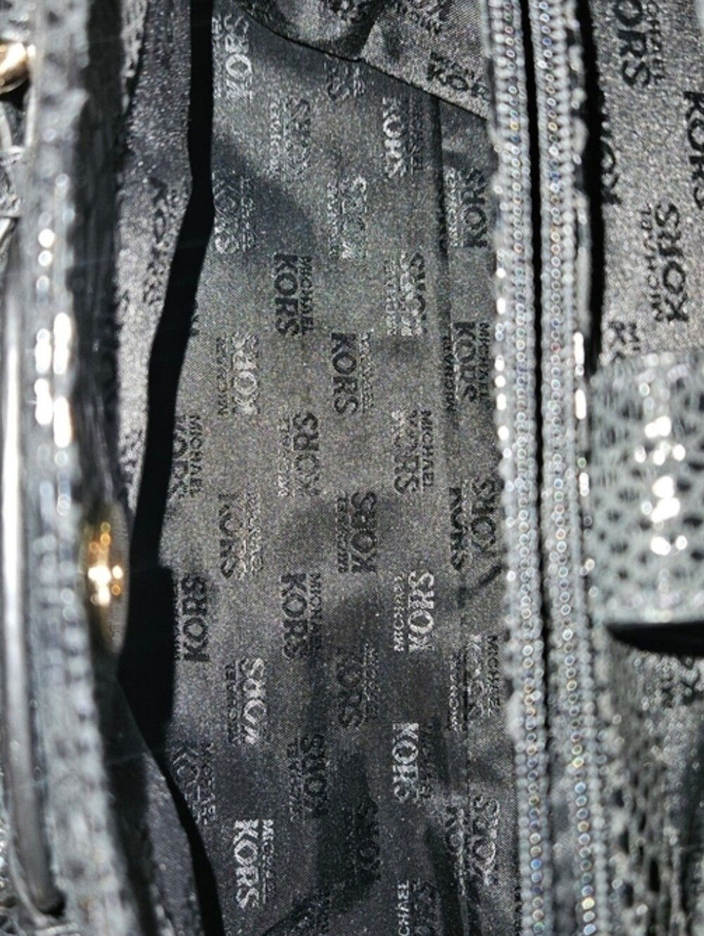 Michael Kors Black Patent Snake-Embossed Satchel with Gold Hardware - Picture 7 of 13
